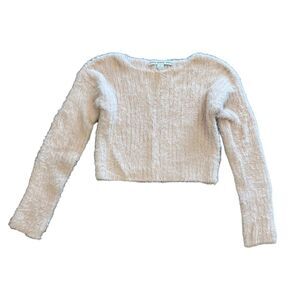 HYFVE Light Pink Fuzzy Crop Sweater L